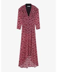 IRO - Nollie Floral-print V-neck Silk-blend Midi Dress - Lyst