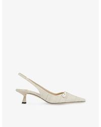 Jimmy Choo - Amita 45 Slingback Raffia Heeled Pumps - Lyst