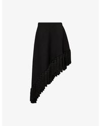 Alaïa - Asymmetric Tassel Wool Midi Skirt - Lyst