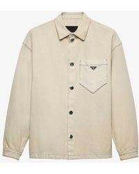 Prada - Oversized Logo-plaque Organic-cotton Denim Shirt - Lyst
