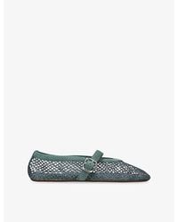 Alaïa - Ballerina Mesh And Suede Ballet Flats - Lyst