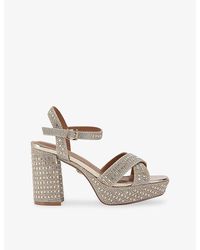 KG by Kurt Geiger - Fleur Metallic-Woven Platform Sandals - Lyst