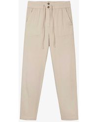 The White Company - Patch-pocket Elasticated-waist Tapered-leg Organic-cotton Trousers - Lyst