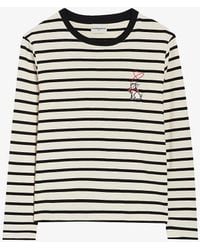 Claudie Pierlot - Stripe-print Graphic-embroidered Cotton T-shirt - Lyst