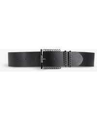 The Kooples - Chain-embellished Logo-embossed Leather Belt - Lyst