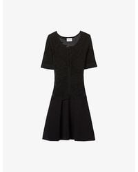 Claudie Pierlot - Floral-Motif Short-Sleeve Knitted Dress - Lyst