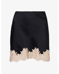 RIXO London - Ariah Lace-Trim Satin Mini Skirt - Lyst