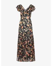 RIXO London - Cinzia Floral-print Silk Midi Dress - Lyst
