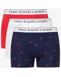 Polo Ralph Lauren - Branded-waistband Pack Of Three Stretch-cotton Trunks X - Lyst