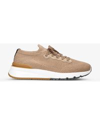 Brunello Cucinelli - Brand-embossed Knitted Fabric Trainers - Lyst