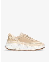 Chloé - Nama Runner Contrast Hand-stich Leather Low-top Trainers - Lyst