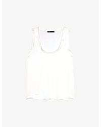Maje - Round-Neck Relaxed-Fit Stretch-Silk Top - Lyst