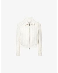 ME+EM - Textured Stripe Bomber Linen-Blend Jacket - Lyst