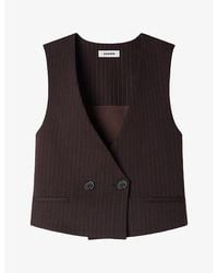 Sandro - Striped Cropped Wool-Blend Top - Lyst