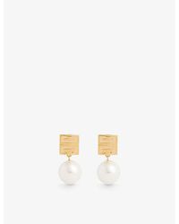 Givenchy - Logo-engraved Brass And Pearl Drop Earrings - Lyst