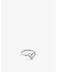 Monica Vinader - Heart 18Ct-Plated Vermeil Sterling- Stacking Ring - Lyst