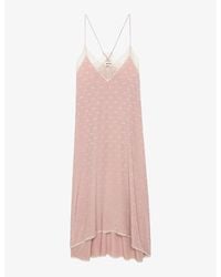 Zadig & Voltaire - Risty Jacquard-print Lace-embroidered Silk Midi Dress - Lyst