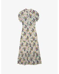 Zadig & Voltaire - Razy Floral-print Short-sleeve Woven Midi Dress - Lyst