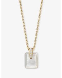 Astley Clarke - Deco 18Ct Vermeil, Mother-Of-Pearl And Sapphire Pendant Necklace - Lyst