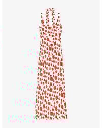 Ro&zo - Ella Poppy-Print Neck-Tie Woven Maxi Dress - Lyst