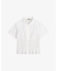OMNES - Merida Shirred-Panel Short-Sleeve Cotton Blouse - Lyst