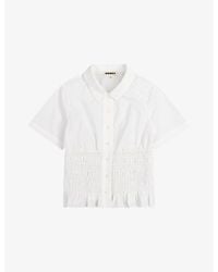 OMNES - Merida Shirred-Panel Short-Sleeve Cotton Blouse - Lyst