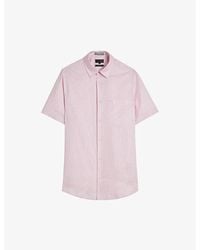 Ted Baker - Knigfrd Regular-fit Short-sleeve Linen-blend Shirt - Lyst