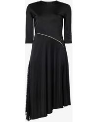 Givenchy - Round-neck Asymmetric-hem Woven Midi Dress - Lyst