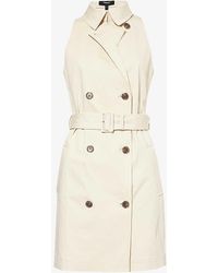 Theory - Sleeveless Double-breasted Stretch-cotton Trench Mini Dress - Lyst
