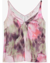 Ted Baker - Nethiia Floral-print V-neck Woven Cami Top - Lyst