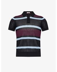 Dries Van Noten - Open-mesh Striped Knitted Polo Shirt X - Lyst