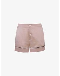 Agent Provocateur - Piped Mid-rise Silk Pyjama Shorts Xx - Lyst