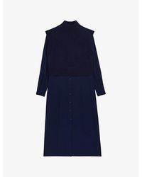 Ted Baker - Elsiiey Knit-layer Stretch-woven Midi Dress - Lyst