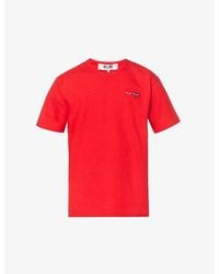 COMME DES GARÇONS PLAY - Double Small Heart-Appliquéd Cotton-Jersey T-Shirt - Lyst