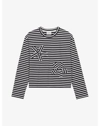 Claudie Pierlot - Stripe-print Long-sleeved Cotton T-shirt - Lyst