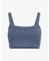 Gracejacob - Embroidered-Logo Square-Neck Stretch-Jersey Bralette - Lyst