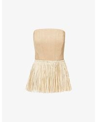 Rebirth - Sleeveless Fringed Cotton-Blend Corset Top - Lyst