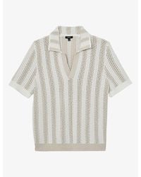 Reiss - Globe Crochet Stripe Cotton-Blend Polo Shirt - Lyst