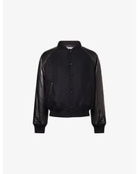 Givenchy - Leather-Sleeves Padded Wool Jacket - Lyst