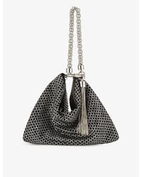 Jimmy Choo - Callie Crystal-Embellished Leather Clutch Bag - Lyst