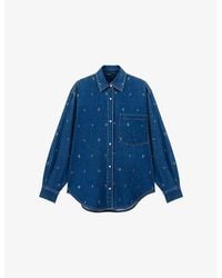 Maje - Rhinestone-Embellished Denim Shirt - Lyst