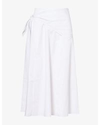 Vince - Scarf-Tie A-Line Cotton Midi Skirt - Lyst