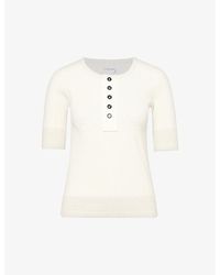 Bottega Veneta - Henley-button Cropped-sleeve Stretch-cotton Jersey T-shirt - Lyst