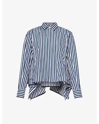 Sacai - Vy Stripe Godet-insert Striped Cotton-poplin Shirt - Lyst