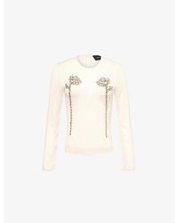 Simone Rocha - Crystal-Embellished Long-Sleeve Sheer Mesh Top - Lyst