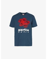 KENZO - Varsity Logo-embroidered Cotton-jersey T-shirt - Lyst