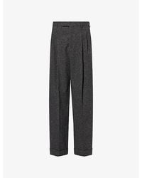 Valentino Garavani - Pleated Wide-Leg Wool-Blend Trousers - Lyst