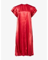 Noir Kei Ninomiya - Balloon-Hem Ruffle Satin Midi Dress - Lyst