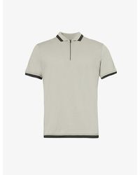 Emporio Armani - Zip Quarter-placket Cotton Polo Shirt X - Lyst