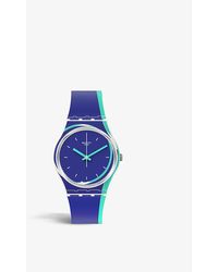 Swatch Gw217 Blue Shore Plastic And Silicone Watch